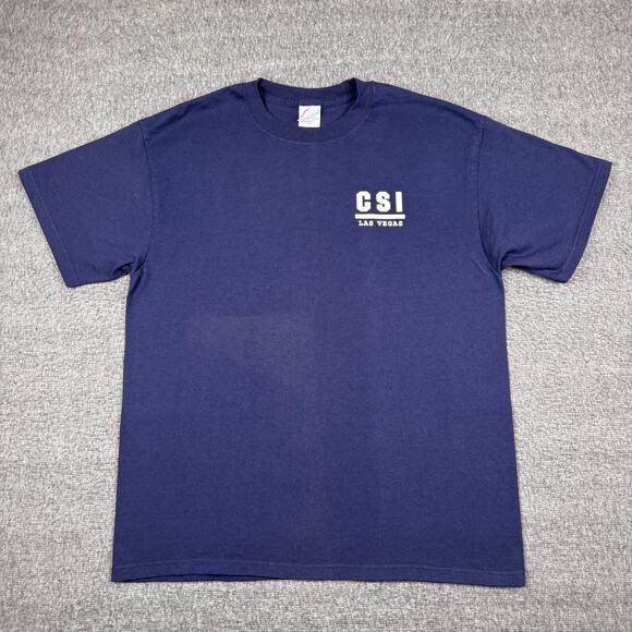 Vintage CSI Las Vegas T-Shirt Men's Large Blue TV Show Promo Crime Scene Y2K - Picture 2 of 5